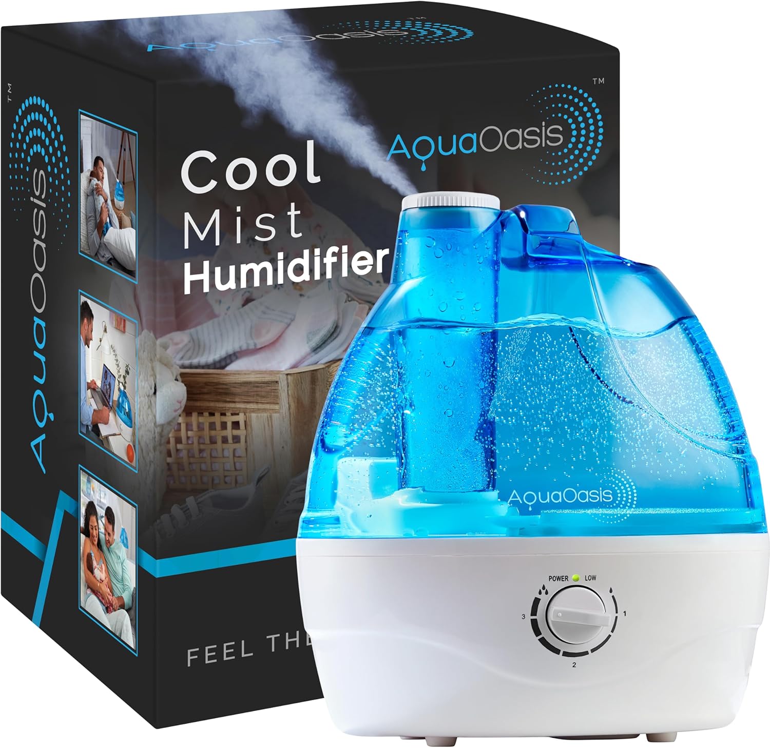 AquaOasis® Cool Mist Humidifier (2.2L Water Tank) Quiet Ultrasonic Humidifiers